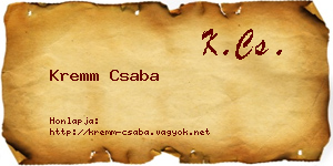Kremm Csaba névjegykártya